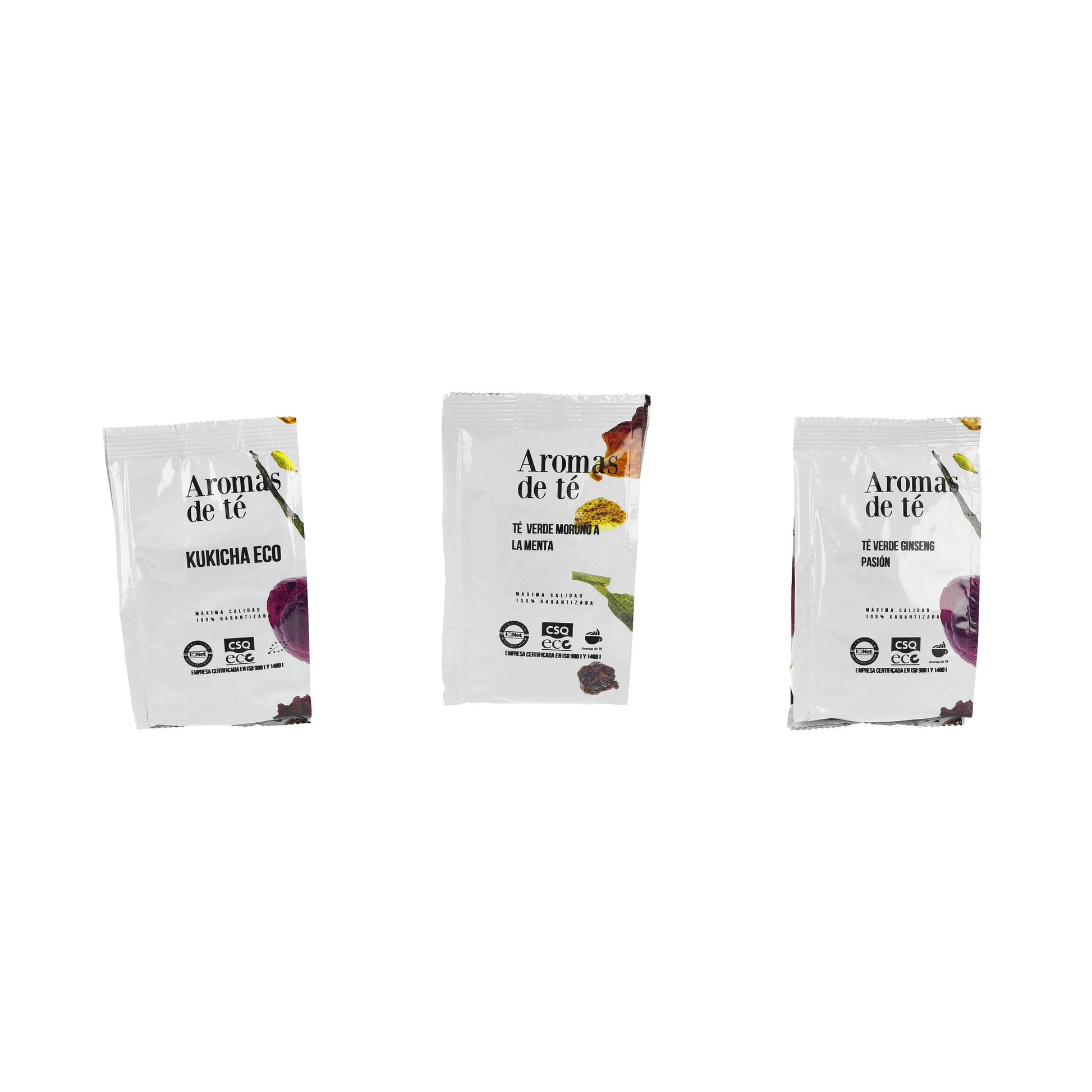 Contenido del Pack Descubrimiento de Tés Verdes — Kukicha, Moruno y Ginseng (275 g)
