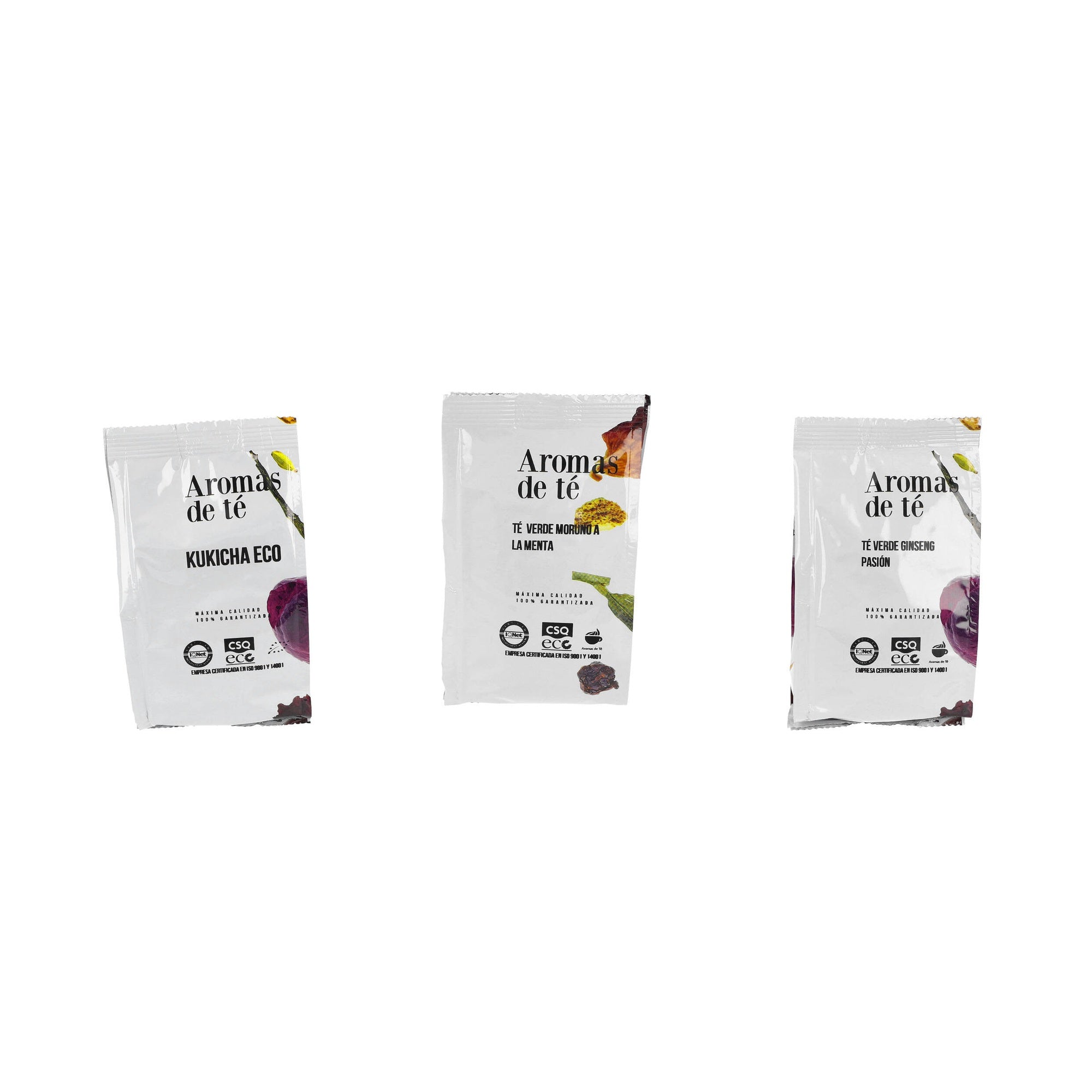 Contenido del Pack Descubrimiento de Tés Verdes — Kukicha, Moruno y Ginseng (275 g)