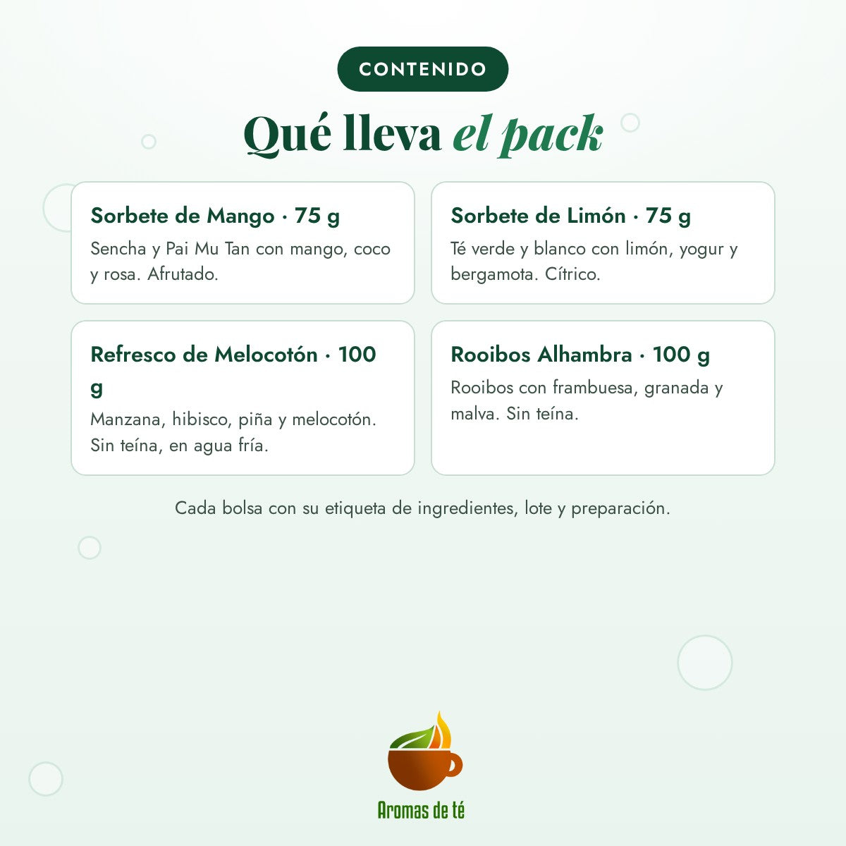 Contenido del Pack Té con Gas