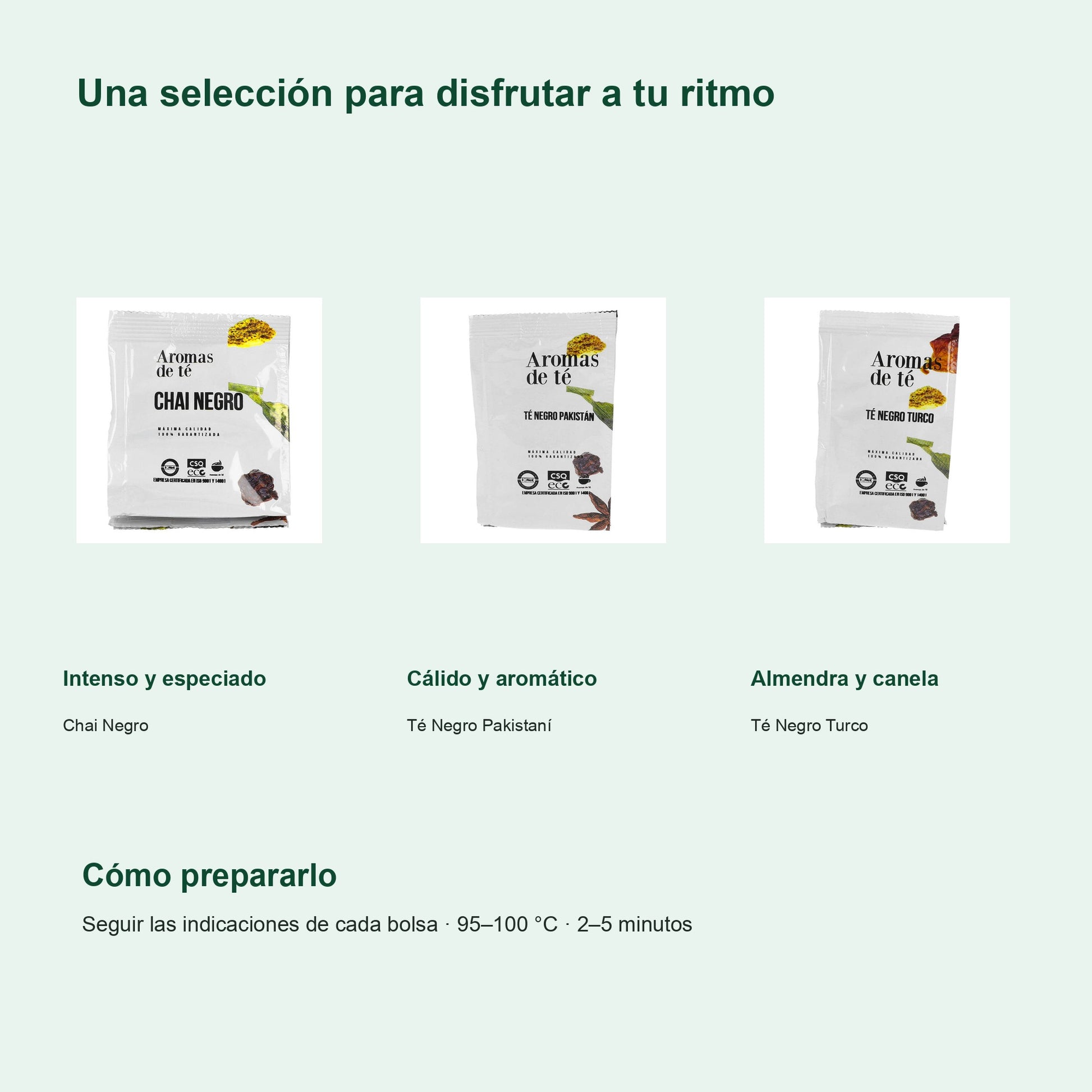 Perfiles y preparación de Pack de Tés Especiados — Chai, Pakistaní y Turco (3 x 100 g)