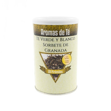 Pirámides de Té Verde y Blanco Sorbete de Granada