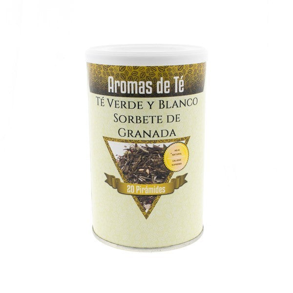 Pirámides de Té Verde y Blanco Sorbete de Granada